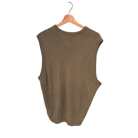Grandpa Core Dockers Mens Large Argyle Sweater Vest Tan Acrylic Knit V-Neck Slee - Picture 2 of 6